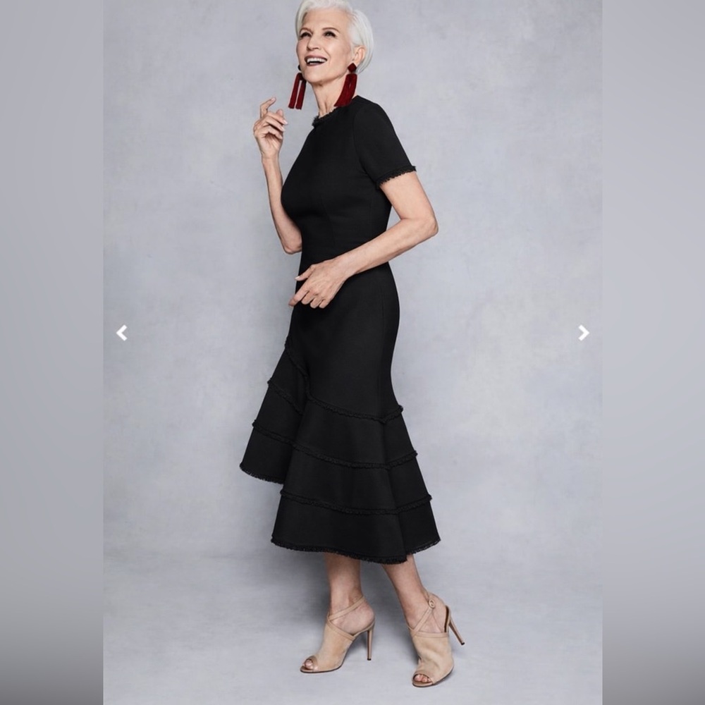 Sachin & Babi Rare Black Tiered Midi Dress Size 6
